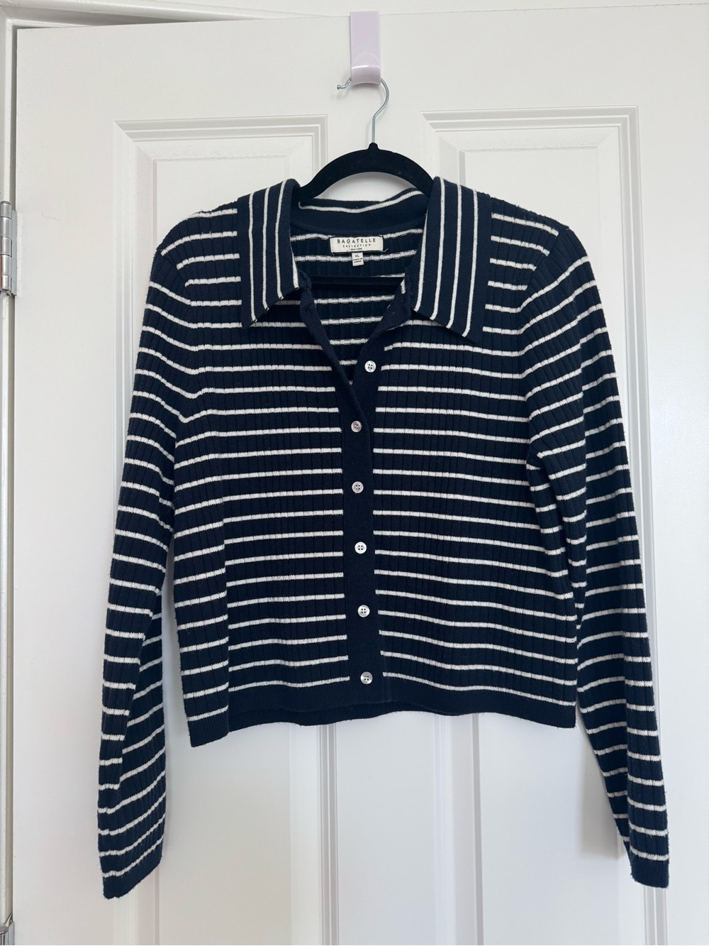 Bagatelle navy & white striped cardigan size XL